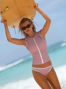 Bộ đồ bơi tankini không tay cổ tròn màu trơn dành cho nữ của Swim SPRTY, thích hợp cho kỳ nghỉ hè ở bãi biển. - Nhiều màu - Xem 6