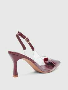 CUCCOO SZL Giày cao gót mũi nhọn kiểu slip-on dành cho nữ, giày bít mũi nhọn trong suốt bằng chất liệu nhựa dẻo gợi cảm. - Màu Đỏ Sâu - Xem 3