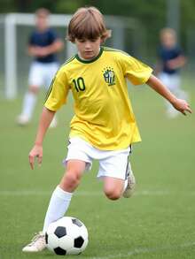 SHEIN Bolty青少年男童休闲简约短袖圆领T恤，适合夏季穿着 - 彩色 - 查看 4