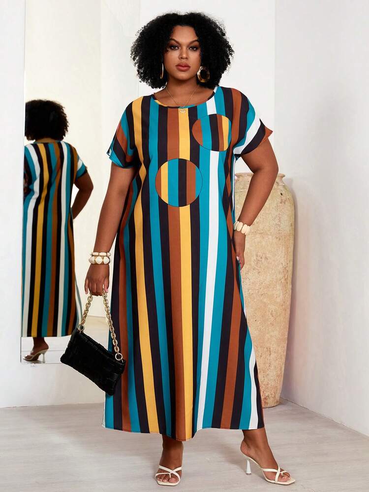 Plus Size Women'S Black And White Polka Dot Long Dress For Spring African Clothes For Women Bubu Dress African Long Casual Dresses For Women  Summer Dress  Summer Outfits Summer Clothes Spring Dress Spring Outfit Women Spring Clothing Country Style For Women Country Dress For Women Vacation Outfits Women  Festival Outfits For Women Beach Outfits For Women