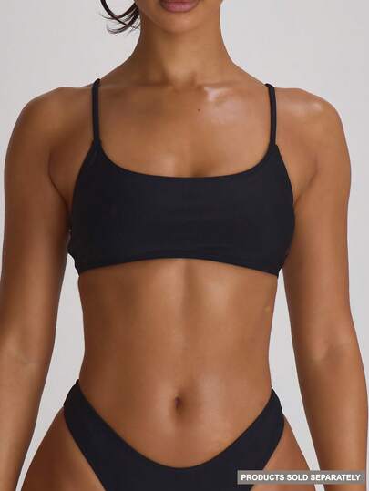 Musera Resort Strappy Straight Adjustable Strap Bikini Top Swim Vacation Holiday Summer Travel Beachwear Basics Solid Colour Swimwear Resort Core