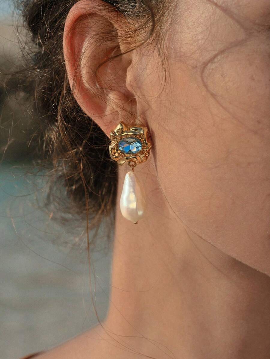 Women's Earrings,Premium/Elegant/Classy/Dailywear/Minimalist,Pearl/Crystal,For Mom/Women/Girl/Mother,Summer/Beach/Prom/Party/Holiday/Vacation,Engagement/Wedding/Promise,Bride,Heart/Floral,Fairycore/Mermaid Core - Multicolor - View 1