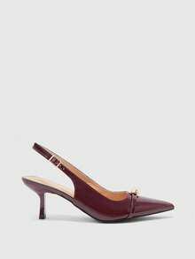 CUCCOO BIZCHIC Elegant Burgundy Pointed Toe High Heel Pumps For Commuting - Burgundy - View 6