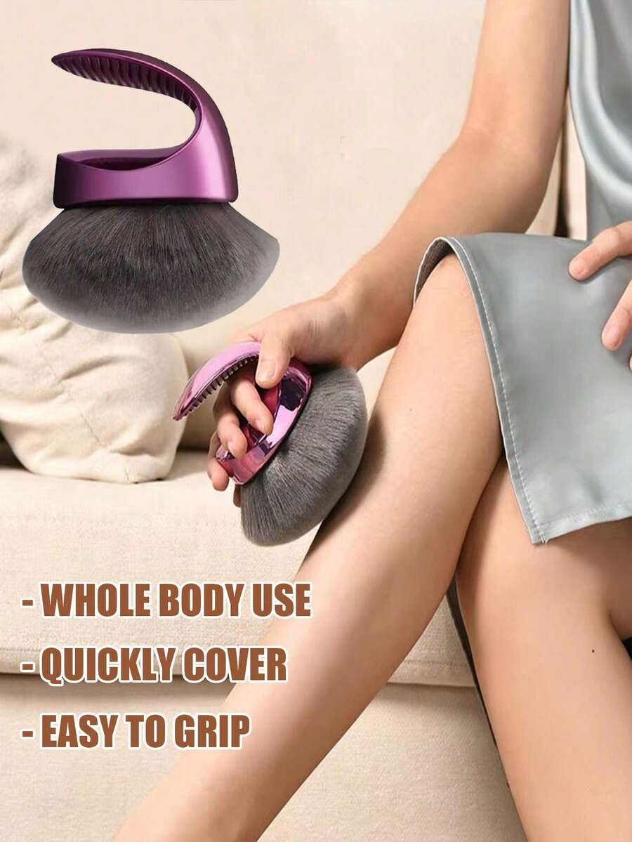 1pc Self Tanner Brush Kabuki Body Blender For Tanning Lotion Bronzer Foundation Makeup Application Vegan Soft Bristles - Purple - View 1