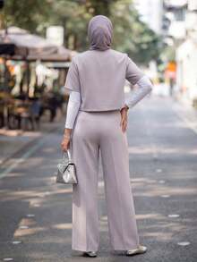 Calvaya 女士日常两件套服装 - 灰色 - 查看 2