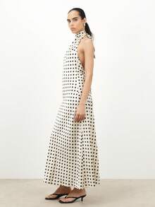 KSTM 女士波点露背系带吊带长裙，适合夏季派对晚宴场合 - 彩色 - 查看 4