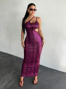 SHEIN SXY Women's Sexy Backless Spaghetti Strap Bodycon Dress, Summer,Pink Dress - Pink - View 4
