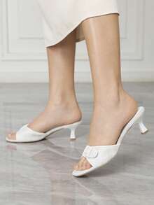 Sleekvia 女士绑带高跟穆勒凉鞋，夏季新品 - 白色 - 查看 4