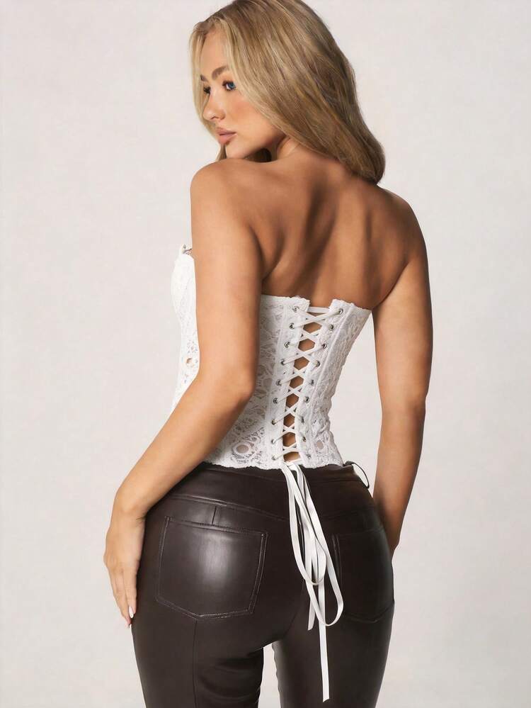 MISSGUIDED Strapless Lace Bustier Corset Top