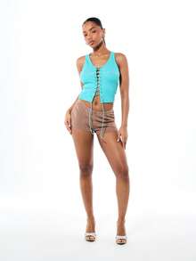 BABYPHAT SDBP677 - 罗纹短裤，后背印花 - 深灰色 - 查看 8