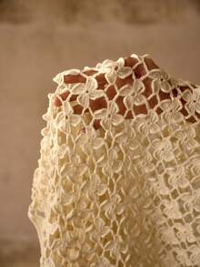 MOTF PREMIUM LOOSE FIT ROUND NECK FLORAL TEXTURED SHEER BEACH COVER UP TOP FOR WOMEN - Apricot - View 8