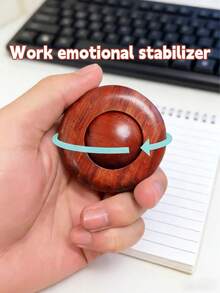 Madebyblanc Sandalwood Solid Wood Turntable | Ebony Blood Sandalwood Lucky Beads Stress Relief Toy | Hand-Carved Unpainted Massage Ball Stress | Home Travel Portable Handicrafts | Rosewood UFO Massage Ball | Sandalwood Ball-Shaped Lucky Charm | 360-Degree Smooth Rotation | Neutral Stress Relief Relief Handpiece - Multicolor - View 2
