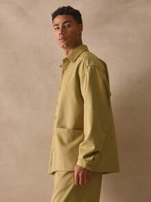 Musero Long Sleeve Linen Shacket Style Top Button Through Collared Large Pocket Detailing Top Shirt Spring Summer Essentials - Mustard Yellow - View 3
