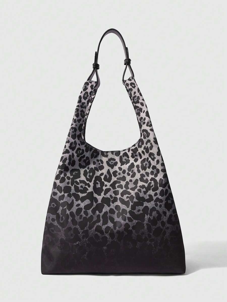 ROMWE Grunge Punk 女士手提包 - 黑色豹紋 - 查看 1