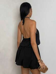 Glamine Black Backless Halter Elegant Sexy Dress - Black - View 2