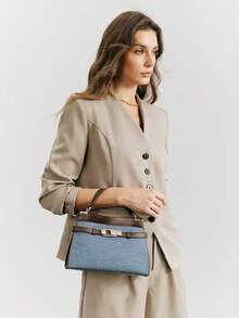SHECARRY Ladies Handbag, Retro Contrasting Commuter Bag - Teal Blue - View 8