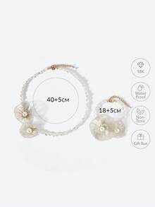 Opalesca Dây chuyền/vòng tay mạ vàng 18k hình hoa móc đặc biệt bất đối xứng đính ngọc trai giả, cao cấp/thanh lịch/sang trọng/đeo hàng ngày/tối giản, ngọc trai/pha lê, dành cho mẹ/phụ nữ/bé gái/người mẹ, mùa hè/bãi biển/lễ hội/tiệc tùng/kỳ nghỉ/du lịch, lễ đính hôn/đám cưới/lời hứa, cô dâu, hình trái tim/hoa, phong cách cổ tích/nàng tiên cá. - trắng - Xem 10