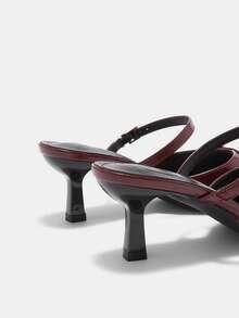 CUCCOO CURVES Women's Pointed Toe Buckle Design Everyday Versatile Fashion Wide Fit High Heels - Rose Red - View 9