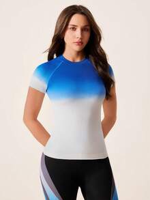 Exploreva Women's Lightweight Breathable Cycling Jersey, Outdoor Sports Short Sleeve Base Layer - Blue - View 3
