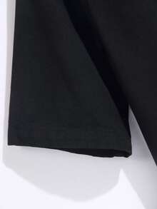 GENIUS ODE Casual & Commute Washed Black Loose Denim Jacket With Embroidered Letter, Spring/Summer - Black - View 3