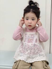 Dazy Kids 女婴/幼儿圆领韩式层叠无袖蕾丝上衣 - 白色 - 查看 7