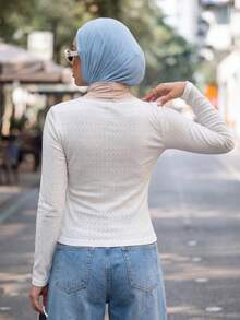 Calvaya Women's Sweet Lace Trim Long Sleeve T-Shirt, Slim Fit 3-Button Casual White Tee Tops Summer Lace Trim Long Sleeve Top White Button Down Top White Lace Trim Top Long Sleeve White Top Cute White Tops For Women - White - View 2