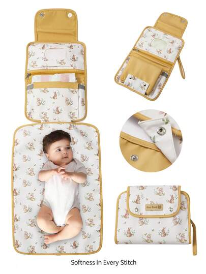 Cozy Pixies 1 Oxford Cloth Changing Bag, All-In-One Multifunctional Bag For Easy Carrying, Detachable And Foldable Baby Changing Pad, Can Be Hung On A Stroller, Diaper Bag, Tissue Bag, Suitable For Storage And Use.