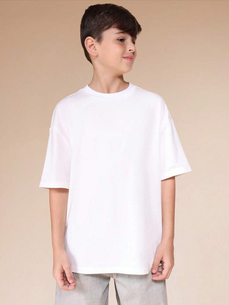 Boys Tween Crew Neck Short Sleeve Graphic Print T-Shirt With Back Text Design Regular Fit Cotton Casual Top