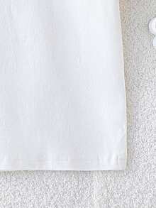 SHEIN Explorewe 女童贝壳和可爱鲨鱼图案印花圆领短袖T恤，时尚休闲，适合春夏各种场合，如派对、节日、郊游等。 - 白色 - 查看 5