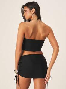 Missguided x Playboy 褶皱侧裙 - 黑色 - 查看 6