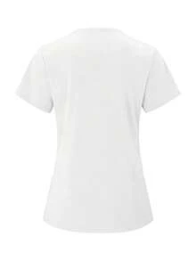 TaskEZ 纯色双口袋短袖工作服上衣 - 白色 - 查看 2