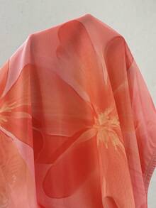 Auralis 大码女式可爱粉色碎花弹力露脐上衣，不对称领口女式连衣裙，休闲优雅简约斜肩荷叶边短袖衬衫，适合夏季/海滩度假/音乐节/优雅约会 - 粉色 - 查看 8