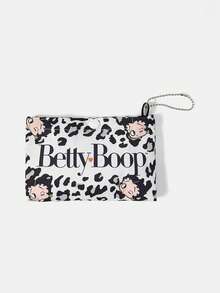 Betty Boop x SHEIN 1 Piece, Silver Leopard Print Red Lip Pattern Folding Shopping Bag, Large Capacity Waterproof Tote Bag. - Multicolor A - View 5