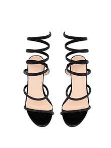 CUCCOO SZL Fashionable Crystal Ankle Strap Sexy High Heel Sandals, Suitable For Dates, Gatherings, Parties And Other Occasions Valentine's Day Spring Shoes Prom Heels Summer Shoes - Black - View 9