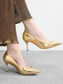 CUCCOO BIZCHIC Women Shoes Gold Women's High Heel Shoes Sexy Thin Heel Pointed Women's Shoes Outdoor Daily Commuter Party Shoes Banquet Women's Shoes Spring Shoes - Gold - View 4