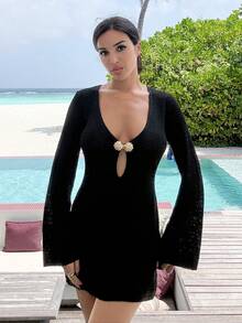 Maca Silvats VESTIDO CUBRE CON RECORTES DECORATIVOS DE METAL - Negro - Ver 4
