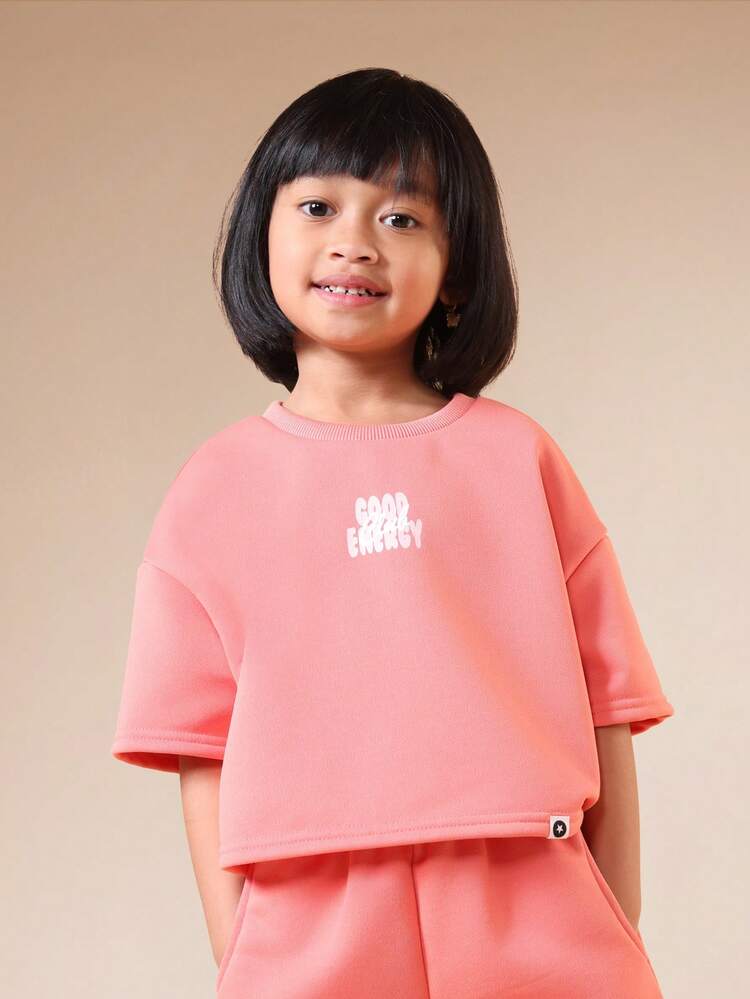 Crewneck Tee And Shorts Set With Print