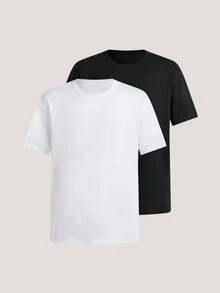 Men's Solid Color Round Neck Short Sleeve Casual T-Shirt, Summer,Breathable/Comfortable ,For Daily Casual,Sports,Vacation Multiple Occasion - Black - View 2