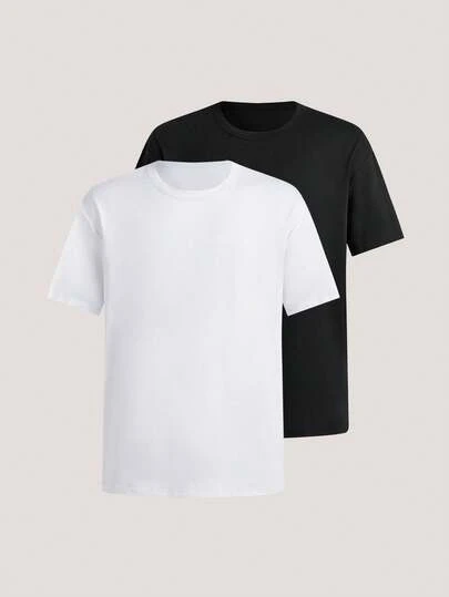 Driftmere 男士纯色圆领短袖休闲 T 恤，夏季