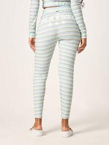 Missguided x Playboy Women's High Rise Striped Leggings With Star Print Detail Soft Jersey Knit Full Length Fitted Elastic Waistband Casual Everyday Activewear - Multicolor - View 2