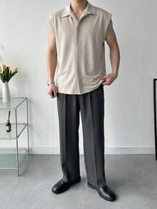 DAZY Khaki Sleeveless Shirt For Men, Summer - Khaki - View 1