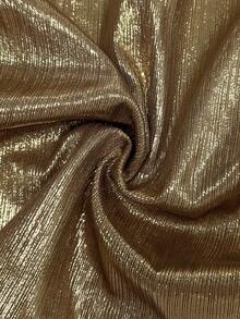 Olithes Mujeres Elegante Top fruncido sin mangas y de unicolor metálico - Dorado - Ver 7