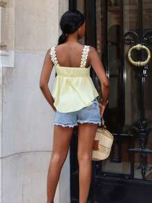 Mima John Summer New Loose Casual Vacation Style Women Denim Shorts - Blue - View 3