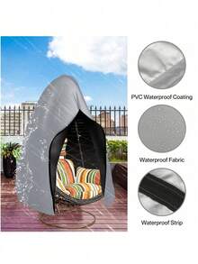 1PC Egg Patio Hanging Egg Chair Cover Outdoor Swing Egg Chair Cover Waterproof Anti-Dust With Zipper 210D Oxford Fabric Veranda Garden Lawn Chair Protector Furniture Accessory 115x190cm/230x200cm - Grey - View 9