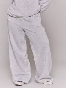 MUSERA Quần thể thao ống đứng cỡ lớn có logo thêu, quần jogger thoải mái hàng ngày, đồ cơ bản ấm áp cho kỳ nghỉ xuân. - Màu Xám nhạt - Xem 2