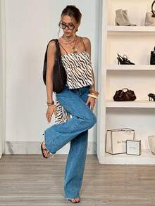 Siren Gaze Women's Fashionable Sexy Zebra Print Lace-Up Backless Camisole For Summer - Multicolor - View 4