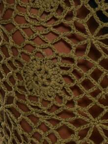 MUSERA Mid Rise Crochet Knit Fringed Dripped Hem Midi Skirt Cover Up Spring Summer Vacation Beach Elegant Ibiza Festival Holiday Tajine - Army Green - View 6