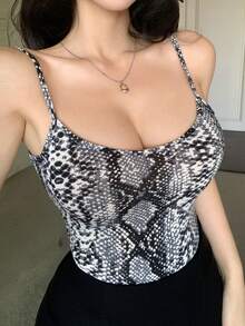 DAZY Women's Snake Skin Print Fitted Backless Camisole - Multicolor - View 2