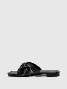 CUCCOO BIZCHIC 沙滩日常外穿方头拖鞋 女士春夏新款时尚简约百搭套脚鞋 假日舒适软底凉鞋 - 黑色 - 查看 9