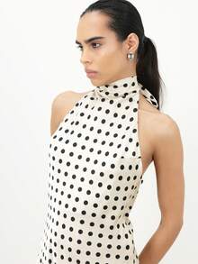 KSTM 女士波点露背系带吊带长裙，适合夏季派对晚宴场合 - 彩色 - 查看 5